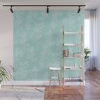 Botanical Cottage Floral Pattern in Pale Teal Wall Mural Gallery Image 1