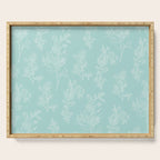 Botanical Cottage Floral Pattern in Pale Teal Serving Tray Gallery Image 1