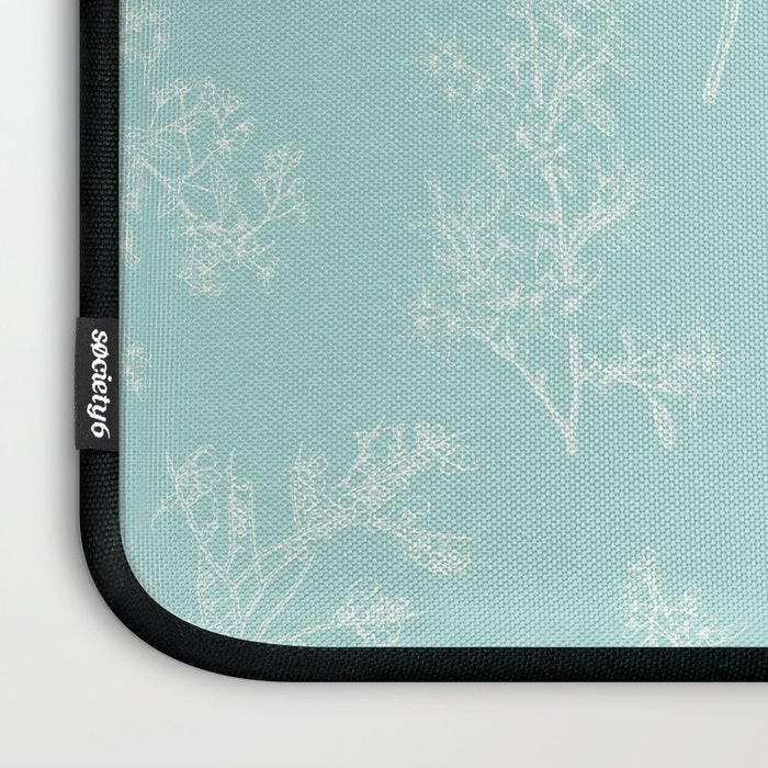 Botanical Cottage Floral Pattern in Pale Teal Laptop Sleeve Gallery Image 3