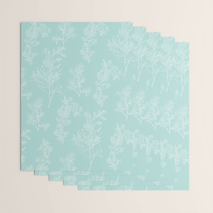 Botanical Cottage Floral Pattern in Pale Teal Wrapping Paper Gallery Image 3