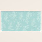 Botanical Cottage Floral Pattern in Pale Teal Desk Mat Gallery Image 3