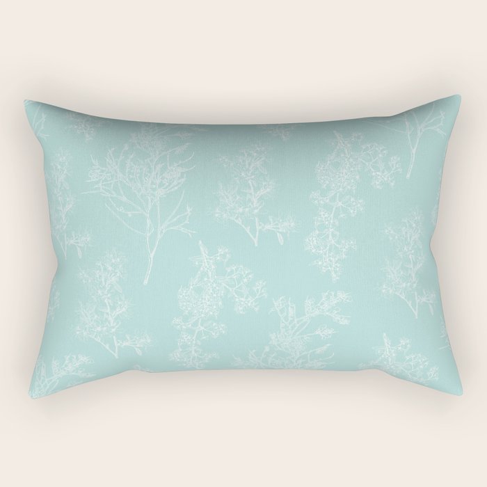 Botanical Cottage Floral Pattern in Pale Teal Rectangular Pillow Gallery Image 1
