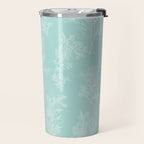 Botanical Cottage Floral Pattern in Pale Teal Travel Mug Gallery Image 2
