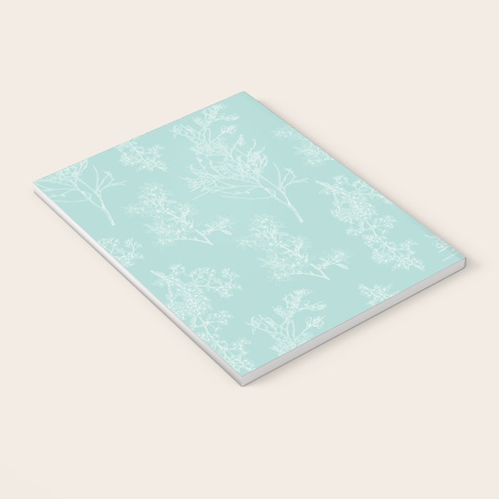 Botanical Cottage Floral Pattern in Pale Teal Notebook Gallery Image 3