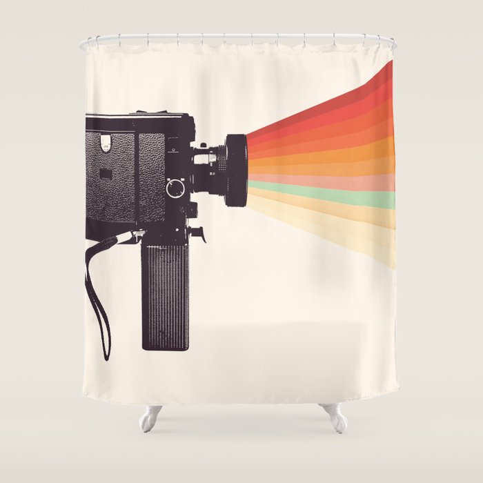 Movie Camera Rainbow Shower Curtain Gallery Image 1
