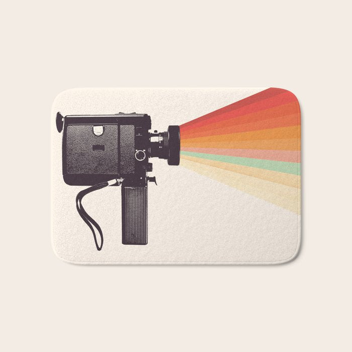 Movie Camera Rainbow Bath Mat