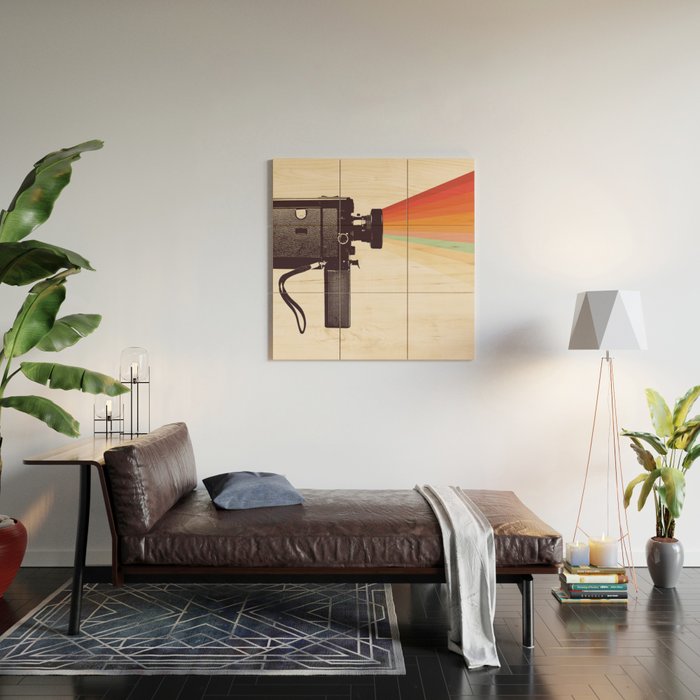 Movie Camera Rainbow Wood Wall Art Gallery Image 2