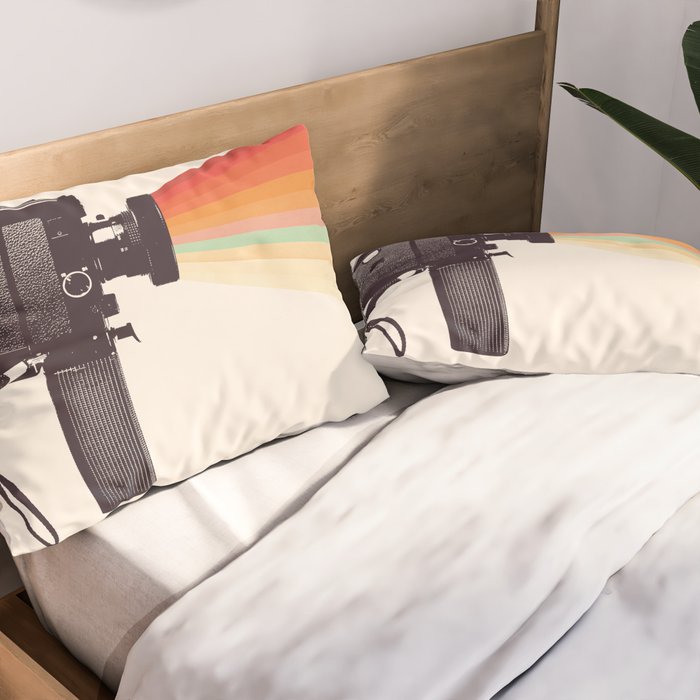 Movie Camera Rainbow Pillow Sham Gallery Image 2