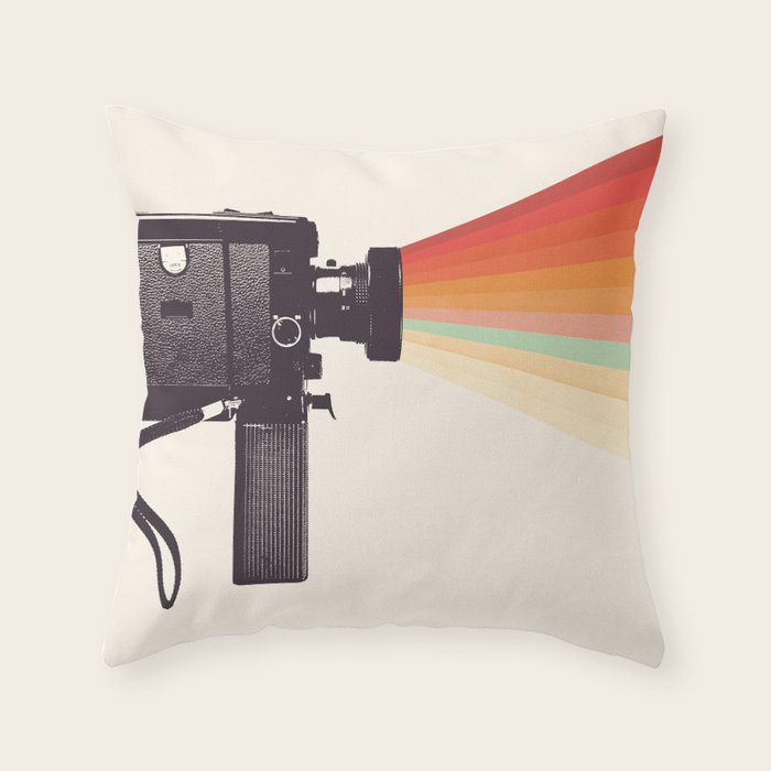 Movie Camera Rainbow Throw Pillow Gallery Image 6