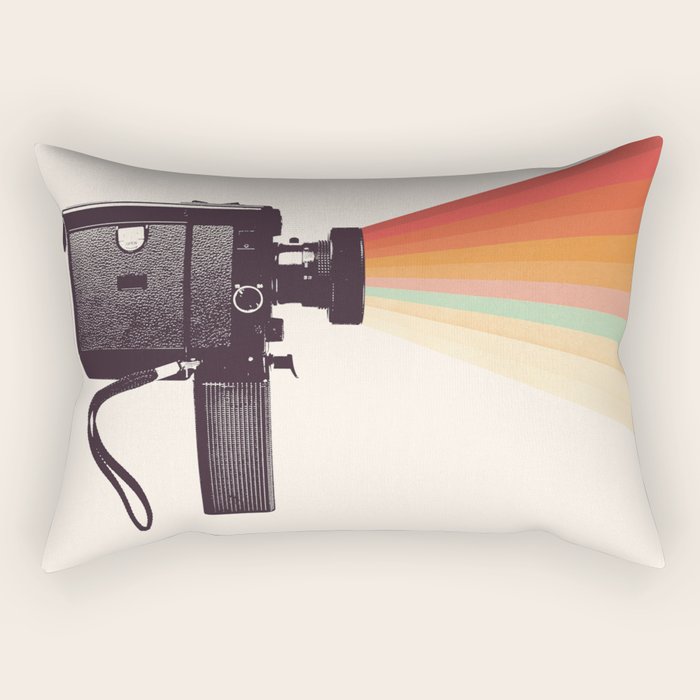 Movie Camera Rainbow Rectangular Pillow Gallery Image 2