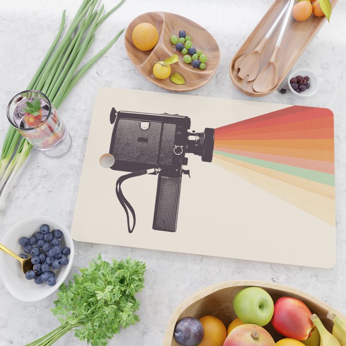 Movie Camera Rainbow Cutting Board Gallery Image 2