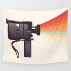 Movie Camera Rainbow Wall Tapestry Gallery Image 4
