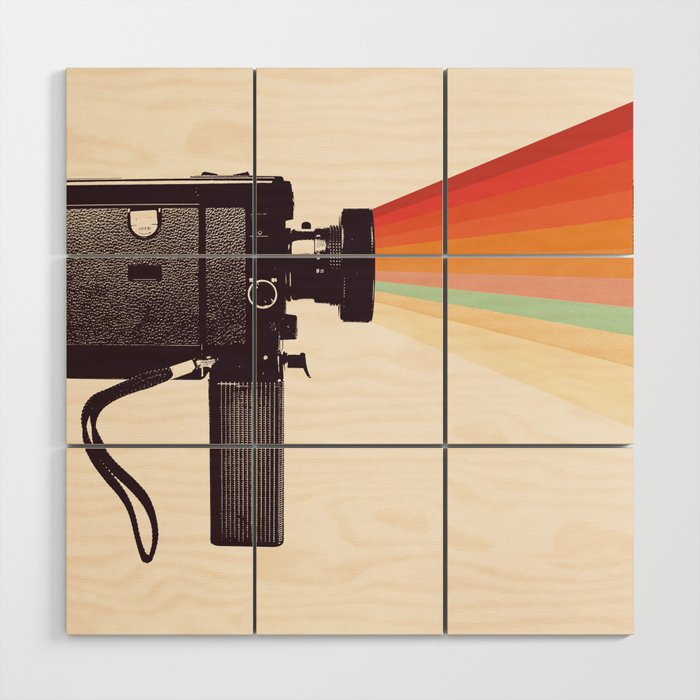 Movie Camera Rainbow Wood Wall Art Gallery Image 1