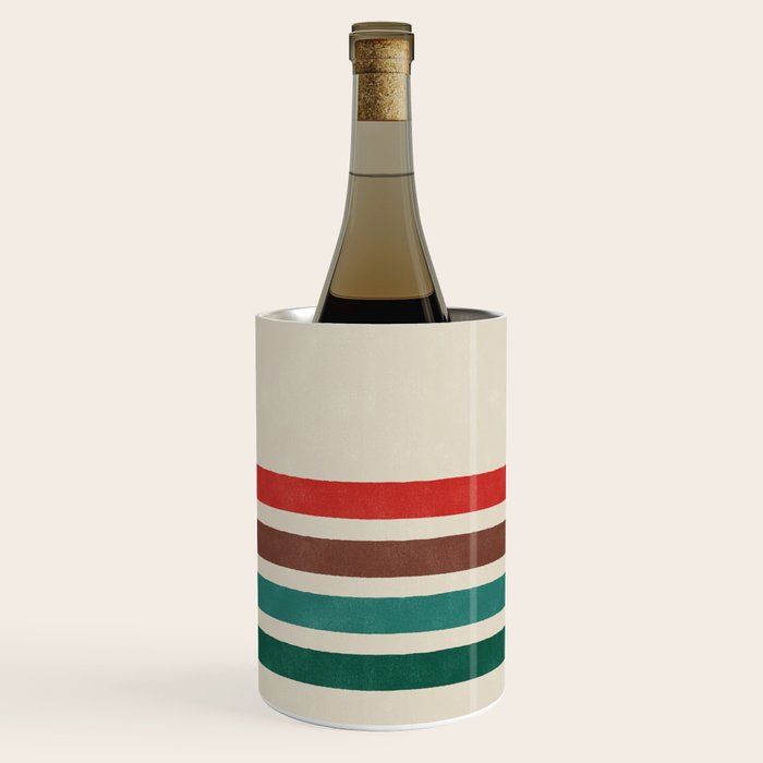 Blanket Stripe - vintage teal, green, brown, and red Wine Chiller Gallery Image 1