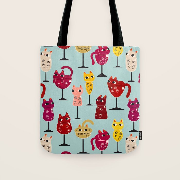 Feline Wine - Cats in Wine Glasses Tote Bag Gallery Image 1