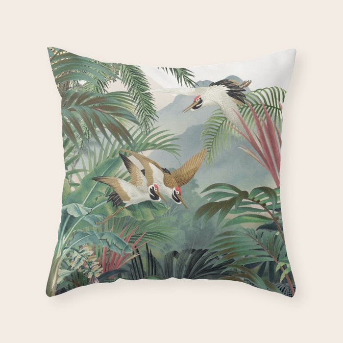 Sarus crane in the forest Throw Pillow Gallery Image 6