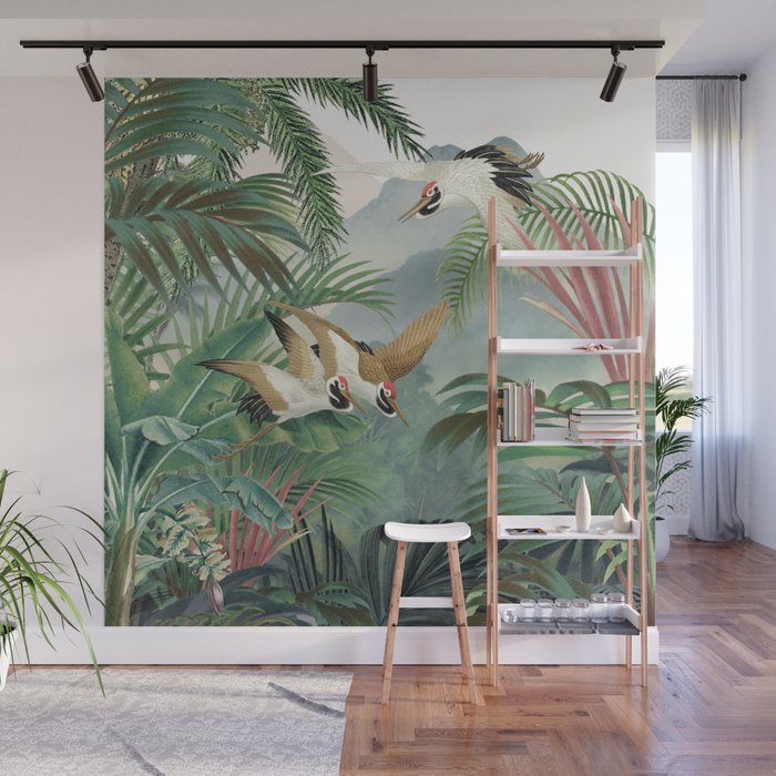 Sarus crane in the forest Wall Mural Gallery Image 1