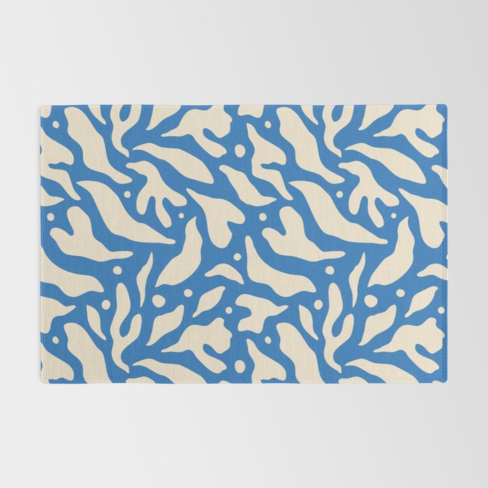 Abstract blue flower petal nature art pattern Rug Gallery Image 2
