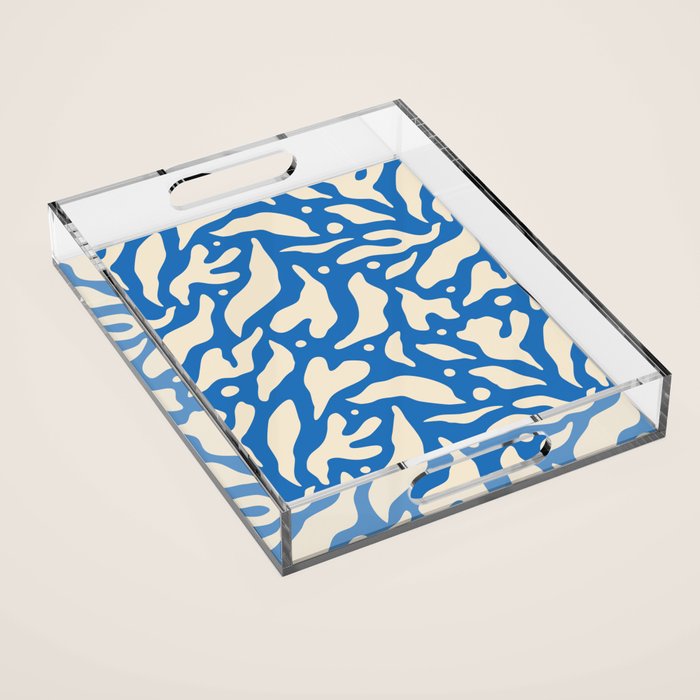 Abstract blue flower petal nature art pattern Acrylic Tray Gallery Image 1