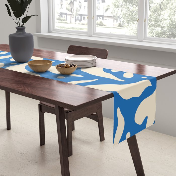 Abstract blue flower petal nature art pattern Table Runner Gallery Image 2