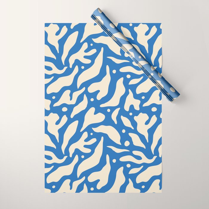 Abstract blue flower petal nature art pattern Wrapping Paper Gallery Image 1