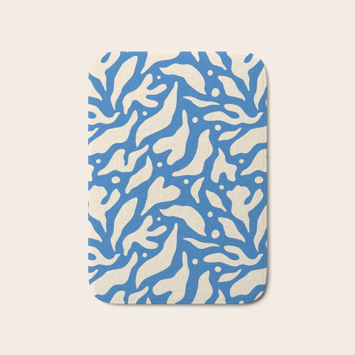 Abstract blue flower petal nature art pattern Bath Mat Gallery Image 1