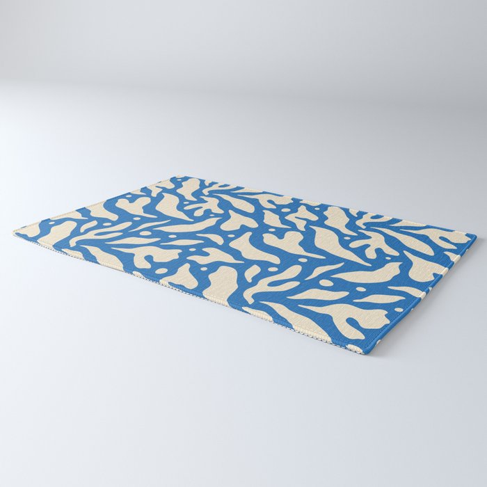 Abstract blue flower petal nature art pattern Rug Gallery Image 3