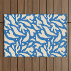 Abstract blue flower petal nature art pattern Outdoor Rug Gallery Image 1