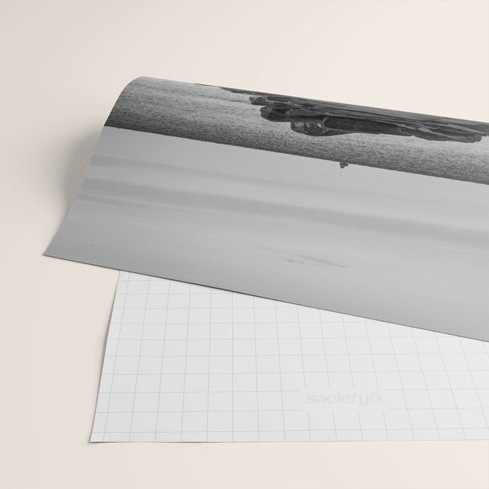 Rocky Pier Lake Erie Cleveland Ohio Black White Coastal Photography Print Wrapping Paper Gallery Image 2