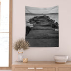 Rocky Pier Lake Erie Cleveland Ohio Black White Coastal Photography Print Wall Tapestry Gallery Image 2