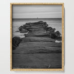 Rocky Pier Lake Erie Cleveland Ohio Black White Coastal Photography Print Serving Tray Gallery Image 1