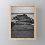 Rocky Pier Lake Erie Cleveland Ohio Black White Coastal Photography Print Mini Art Print Gallery Image 1