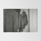 Rocky Pier Lake Erie Cleveland Ohio Black White Coastal Photography Print Rug Gallery Image 2