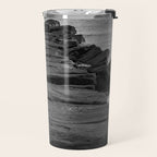 Rocky Pier Lake Erie Cleveland Ohio Black White Coastal Photography Print Travel Mug Gallery Image 2