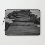 Rocky Pier Lake Erie Cleveland Ohio Black White Coastal Photography Print Laptop Sleeve Gallery Image 1