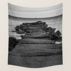 Rocky Pier Lake Erie Cleveland Ohio Black White Coastal Photography Print Wall Tapestry Gallery Image 4