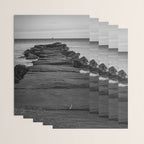 Rocky Pier Lake Erie Cleveland Ohio Black White Coastal Photography Print Wrapping Paper Gallery Image 3