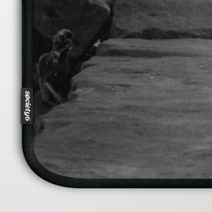 Rocky Pier Lake Erie Cleveland Ohio Black White Coastal Photography Print Laptop Sleeve Gallery Image 3