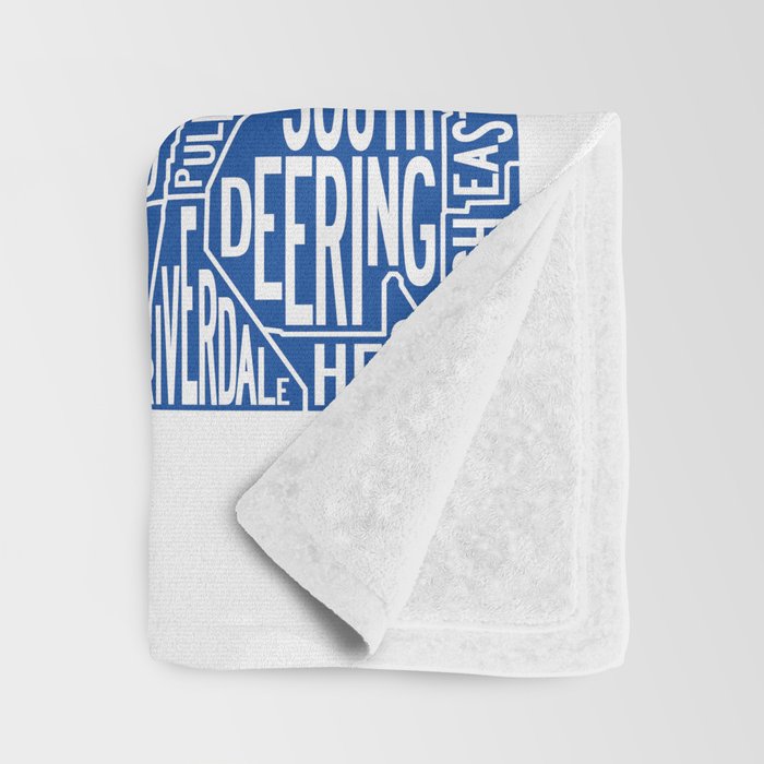 Chicago Neighborhood Map in Blue Throw Blanket Gallery Image 3