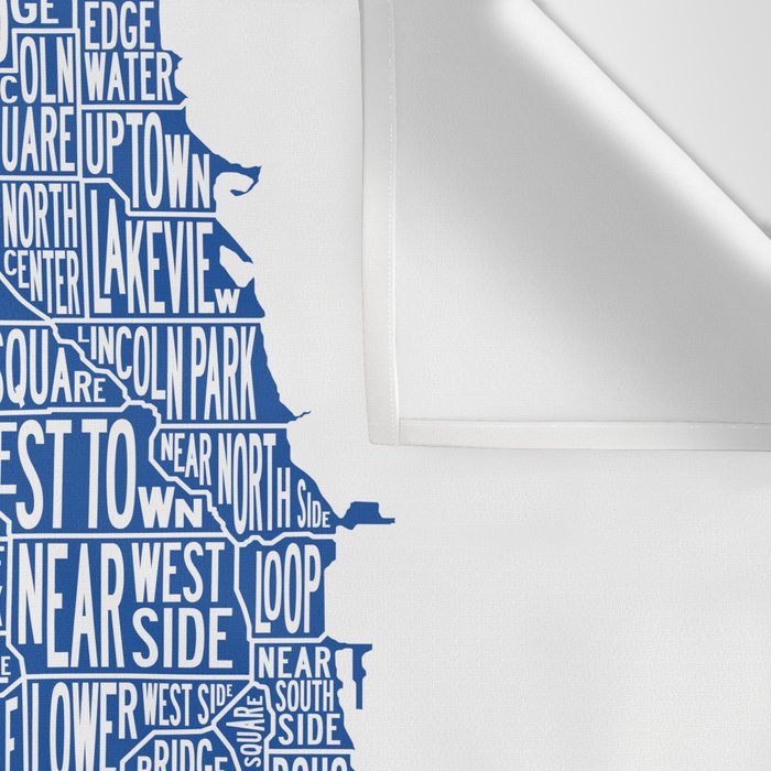 Chicago Neighborhood Map in Blue Wall Tapestry Gallery Image 3