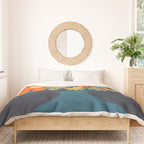 Les Fleurs Retro Flowers in Vase Blue Orange Duvet Cover Gallery Image 3