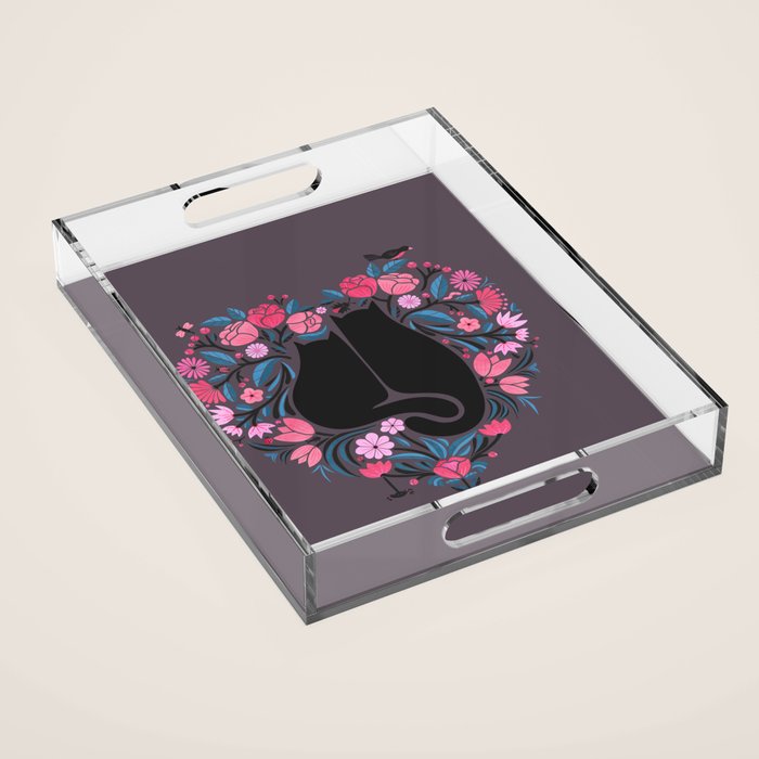 I Heart Cats and Flowers Acrylic Tray Gallery Image 1