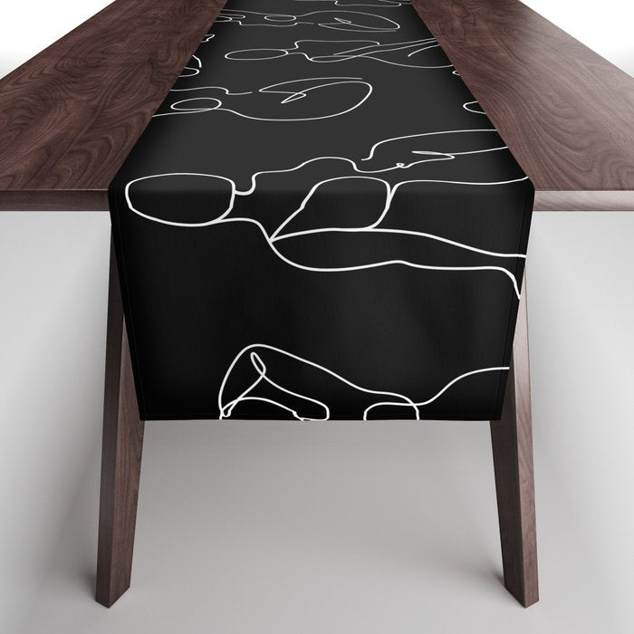 Full Body Girls in line black pattern Table Runner Gallery Image 1