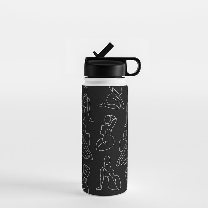 Full Body Girls in line black pattern Water Bottle Gallery Image 1
