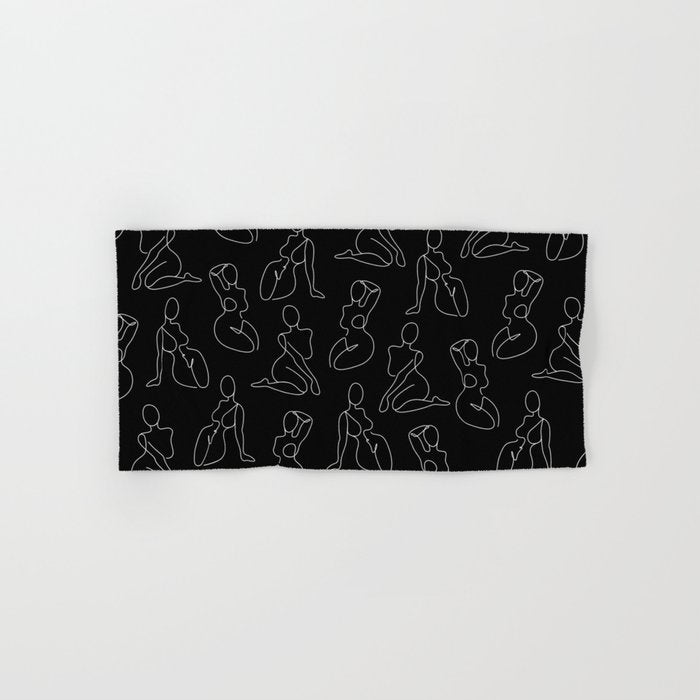 Full Body Girls in line black pattern Bath Towel Gallery Image 1