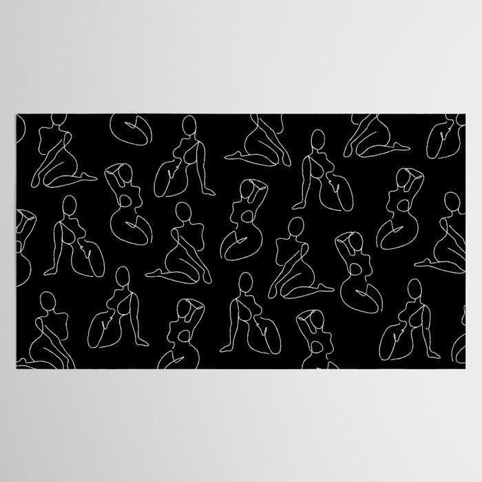Full Body Girls in line black pattern Tablecloth Gallery Image 2