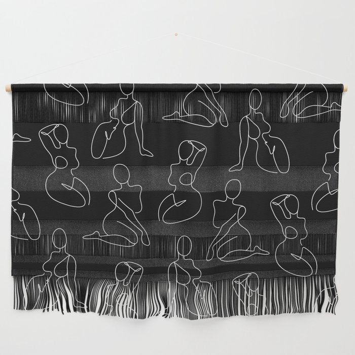 Full Body Girls in line black pattern Wall Hanging Gallery Image 1