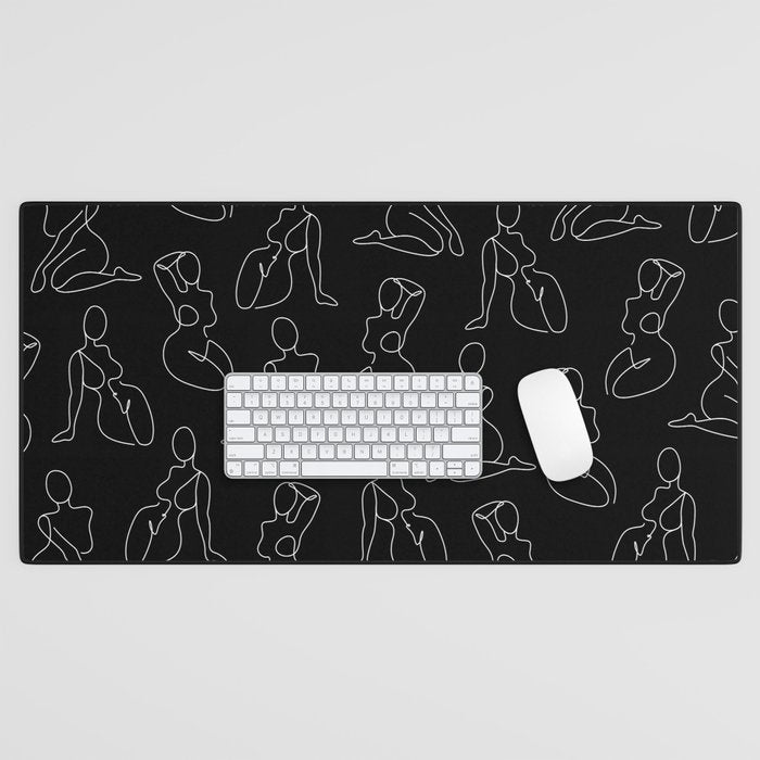 Full Body Girls in line black pattern Desk Mat Gallery Image 1