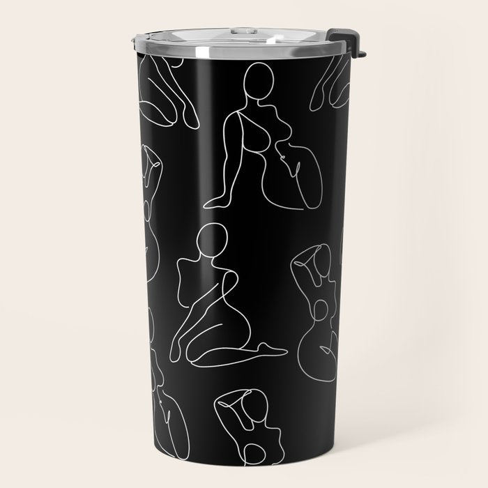 Full Body Girls in line black pattern Travel Mug Gallery Image 2