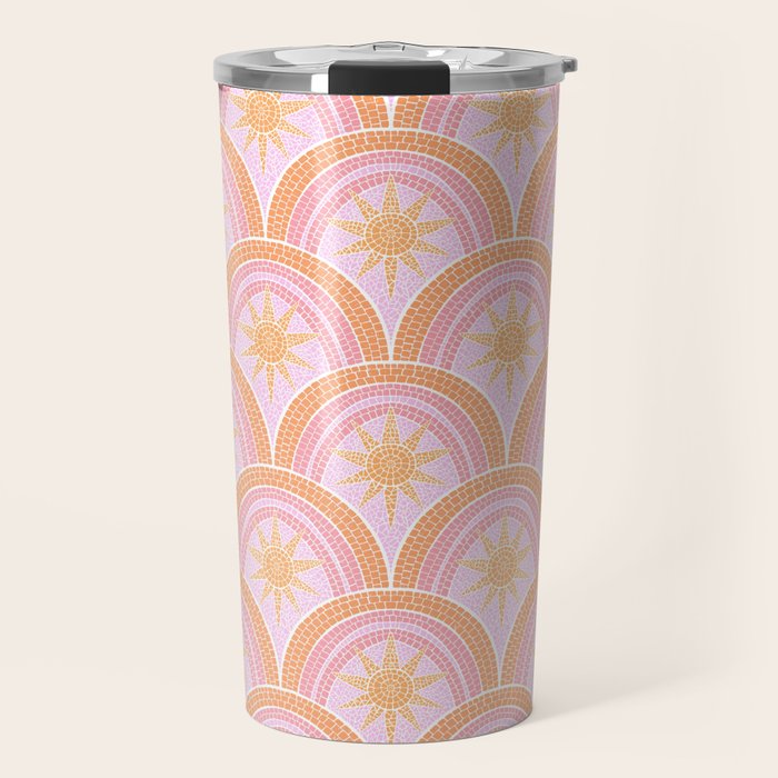 Bohemian Sunburst Mosaic Travel Mug Gallery Image 1
